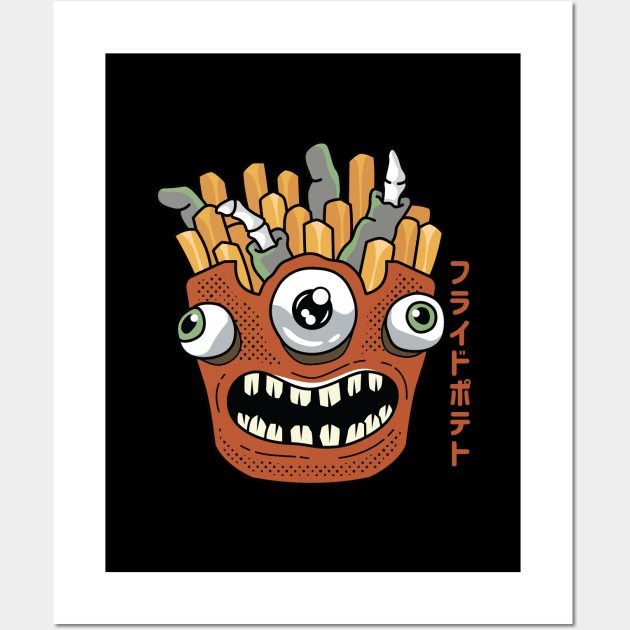 Kawaii Japanese Monster Fries for Potato Lovers Wall Art by spacedowl